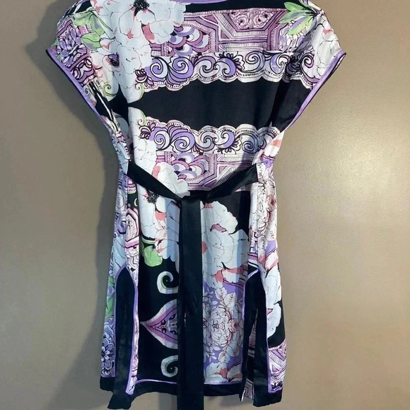 Bebe floral silk bamboo ring deep  v neck too - Picture 8 of 9